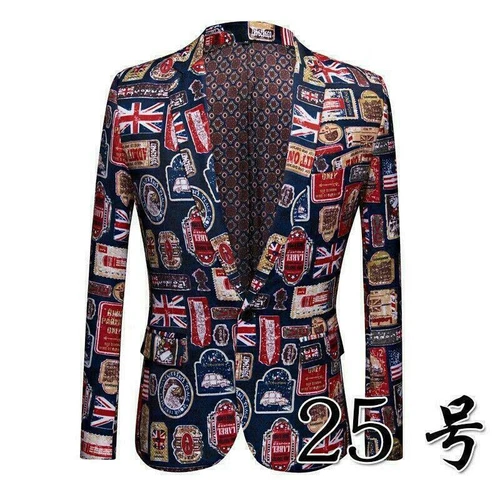 Herren chinesischer Stil Blumendruck Revers Mantel Jacke schmale Passform lässig Langarm - Bild 7 von 51
