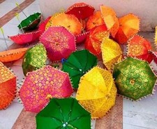 5PC Lot Vintage Indian Handmade Patchwork Decorative Umbrella Sun Parasol