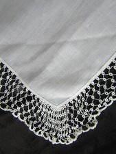 Vintage White Hankie Tatted Lace Edge Handkerchief Bridal Wedding Hanky 1318