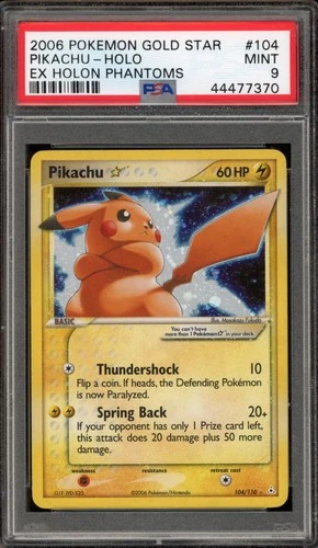 Pokemon Pikachu Gold Star EX Holon Phantoms Holo Ultra Rare #104 PSA 9 Mint