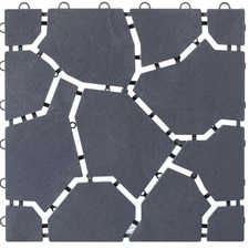 Gray Plastic Garden Path Track Interlocking Stone Look Design Pathway Tile Floor