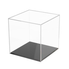 6x6x6 Inch Acrylic Display Case - Fully Assembled, Black Base, Perfect for Colle