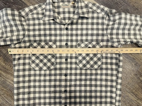 Vtg LL Bean Chamois Cloth Grey Flannel Button Up Shirt Mens Size 15 1/2 (Large) - Picture 7 of 8