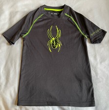 Spyder Boys Gray/Neon Yellow Rash Guard Shirt - Size S 7/8