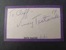 Vinny Testaverde Signed Index Card - Buccaneers, Browns, Ravens, Jets, Miami - C