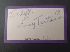 Vinny Testaverde Signed Index Card - Buccaneers, Browns, Ravens, Jets, Miami - C
