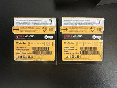 Set of 2 Kodak VISION3 50D Color Negative Film 7203 (16mm, 100' Roll) SEALED/NEW