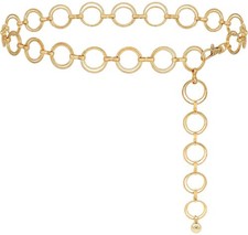 Women's Chain Belt Metal Waist Belt Chunky Belly Link Belt O-ring Gold