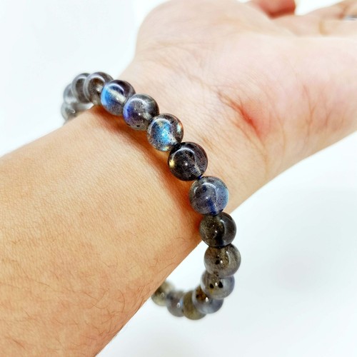 81.90 Ct Natural Fire Labradorite Healing Beads Stretchy Unisex Bracelet 19 CM - Picture 4 of 7