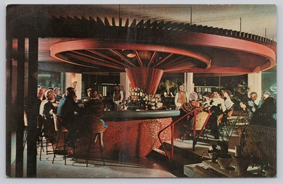 #ad Sarasota Florida Raft Bar Lounge Far Horizons Modern Interior Chrome Postcard $8.99