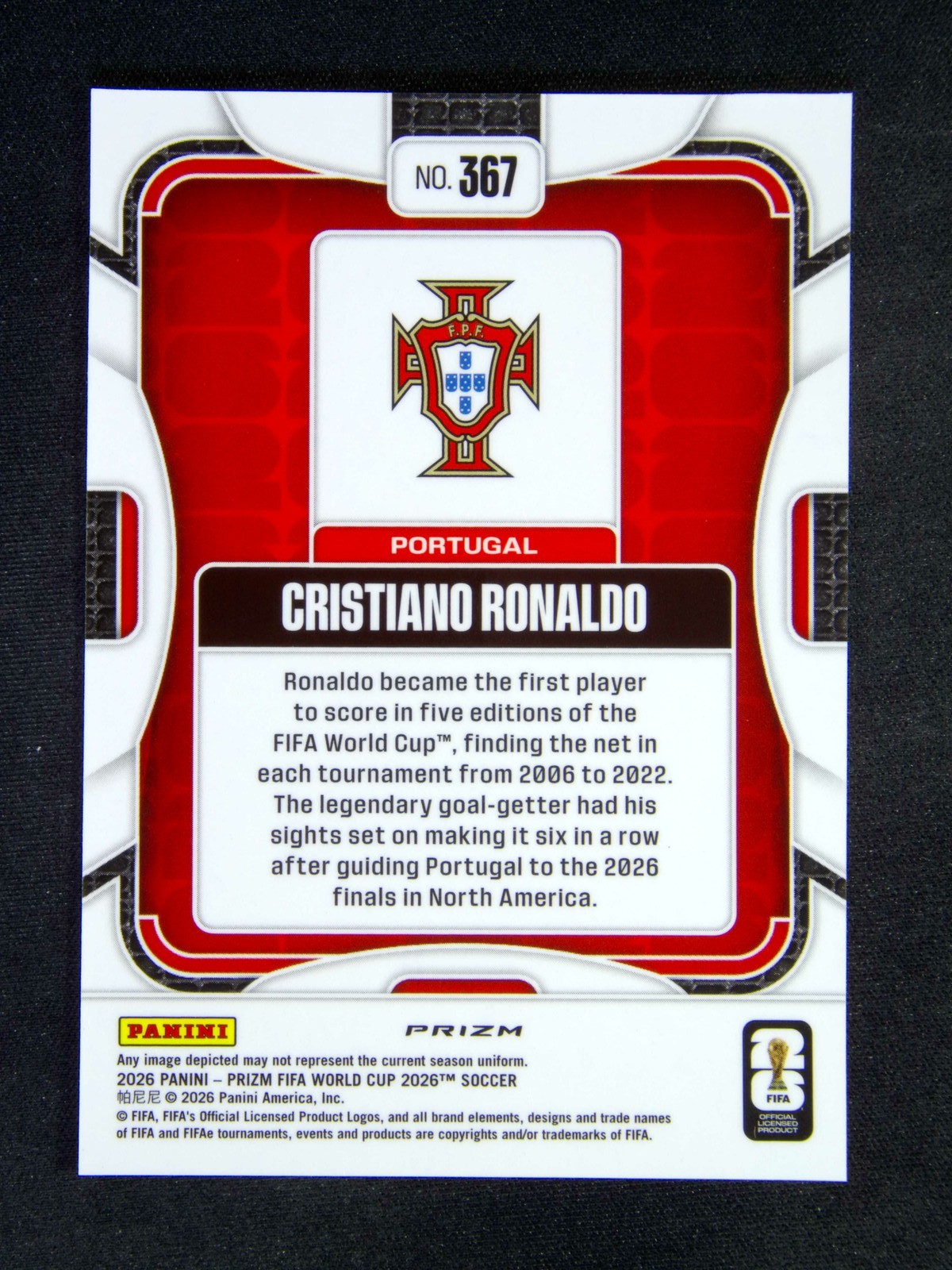 2026 Panini Prizm FIFA World Cup Cristiano Ronaldo #367 Portugal Choice view 2