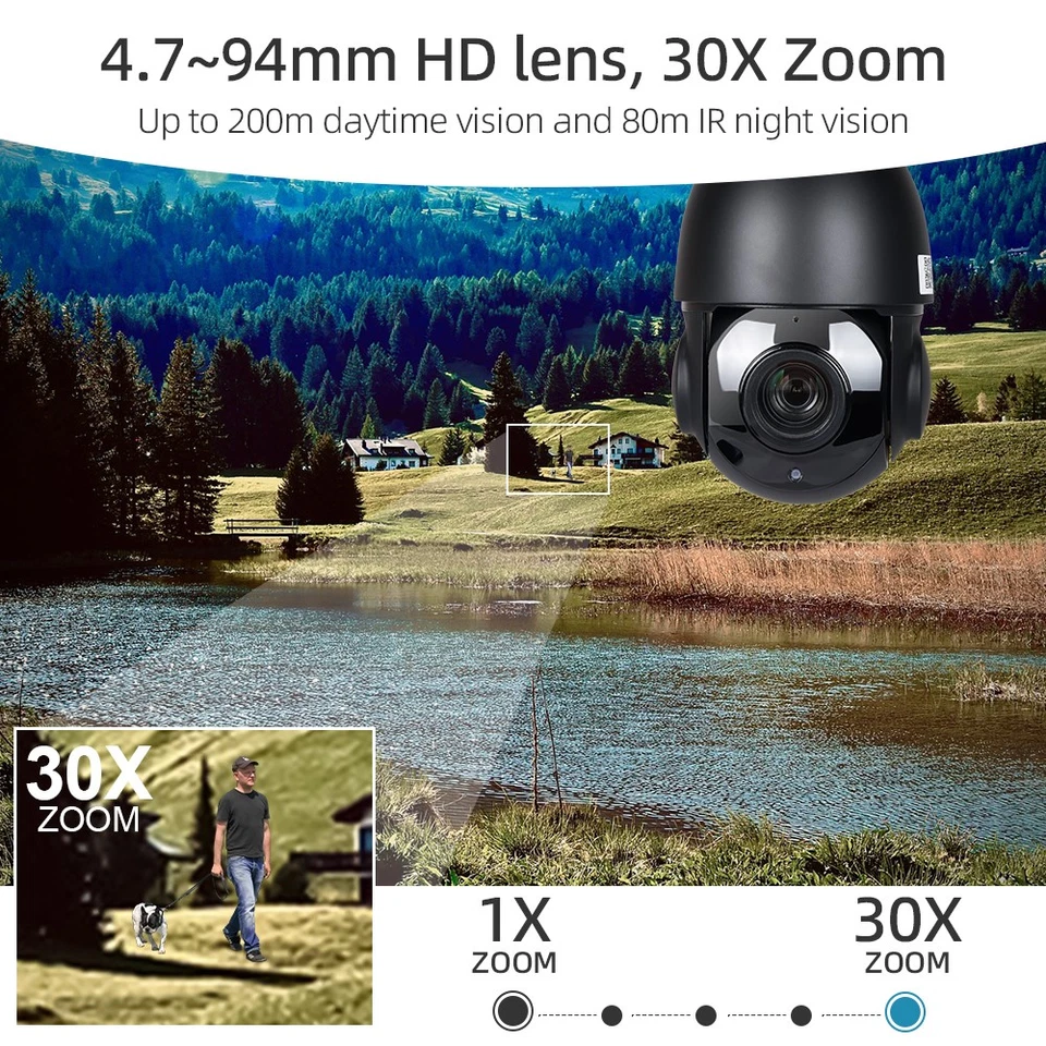 4K 8MP 30x Zoom PTZ Security IP Camera CCTV IR PoE Outdoor Two Way Audio IP66 - Image 4 of 4