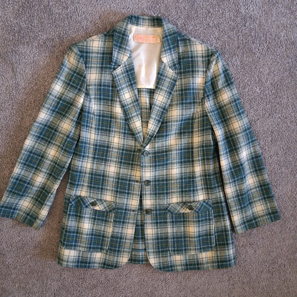 Pantalones de lana a cuadros verdes Pendleton vintage traje estilo academia oscuro Foto 2 de 4