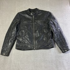 Vintage River Road Buffalo Leather Black Biker Jacket Men  s 42 Detachable Liner