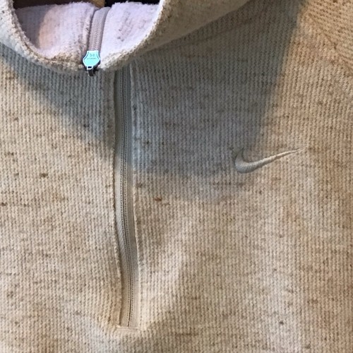 Nike Quarter Zip Sweatshirt Women S Trainer Cropped Pocket Oatmeal L/S - Picture 23 of 24