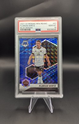 Florian Wirtz 2021-22 Panini Mosaic FIFA World Cup Blue Prizm /99 #67 PSA 10
