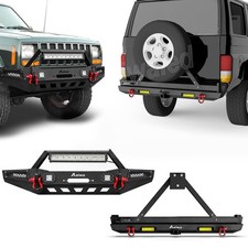 Off-road Front Rear Bumper For 1989-2001 Jeep Cherokee Xj Wtire Carrierlights