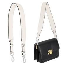 Leather Purse Strap Replacement Crossbody, Adjustable Bag Strap, Beige/Silver