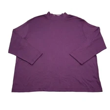 Bobbie Brooks Shirt Womens 28W Purple Long Sleeve Mock Neck Stretch Casual Top