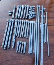 Craftsman USA  Extensions/Swivels 1/4", 3/8", 1/2" Drive G H VVV =V=, Lot of 45