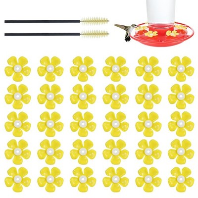 Hummingbird Feeder Replacement Flowers 30 Pack Yellow Fits 0.24''-0.28'' Ports