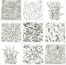 9 Pieces Camo Print Stencils Camouflage Painting Templates Reusable Grass Pat...