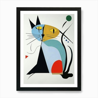 Joan Miro inspirierte Katzen Ausstellung gerahmtes Wandbild Poster Leinwanddruck Bild