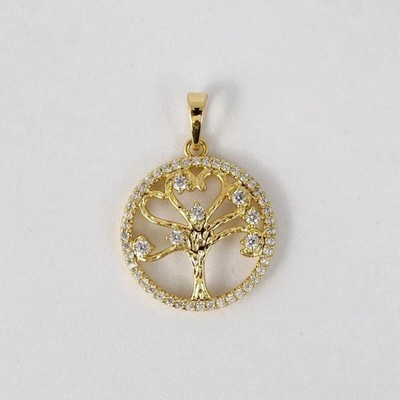 1,50 kt runder Laborgefertigter Diamant Baumform Anhänger in 14 K Gelbgold vergoldet