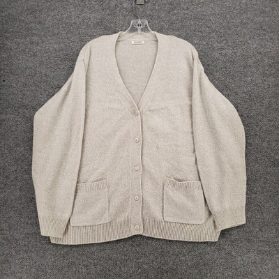 Damart Cardigan Womens XL Gray Long Sleeve Button Front V Neck Oversized Sweater