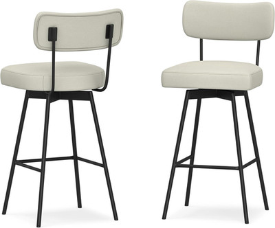 Giselle Set of 2 Swivel Bar Stools - 29'' Upholstered Metal Chairs
