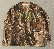 🟦🟨🟦 VINTAGE REALTREE CAMO WEST VIRGINIA MOUNTAINEERS SHIRT MEN’S MEDIUM