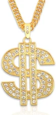 Money Chain Necklace Dollar Sign Gold Hip 1 Piece 
