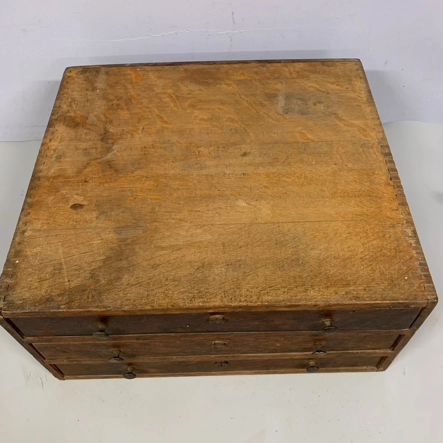 Primitive Country Store Dovetail Case Drawers Apothecary? Auto Parts? Cabinet - Image 3 of 4