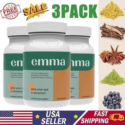 3 Pack Emma Gut Health Supplement for Bloating Relief & Leaky Gut.180 Capsules