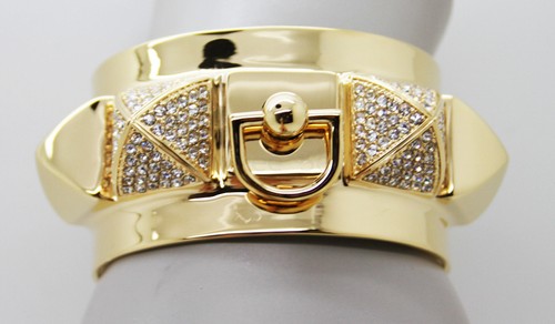 JUICY COUTURE Women's Collier De Cuff Pave Pyramid Crystal Metal Bracelet Bangle - Picture 13 of 19