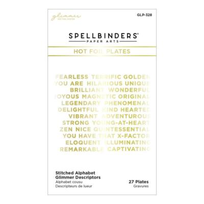 Spellbinders Stitched Alphabet Glimmer Descriptors Hot Foil Plates, GLP-328