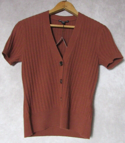 NWT James Perse $295 Ribbed Cashmere Cardigan in Goji; 1 Small - Picture 2 of 7