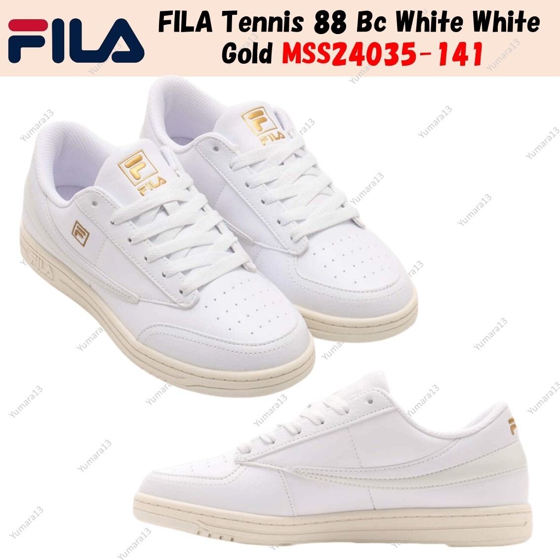 FILA Tennis 88 Bc White White Gold MSS24035-141 Men's Size