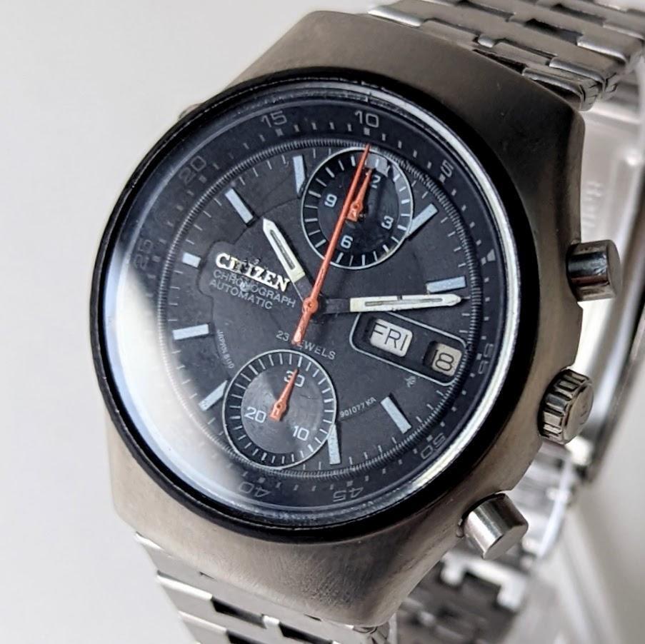 Citizen Chronograph 4-901045TA Vintage Day Date Black Slv