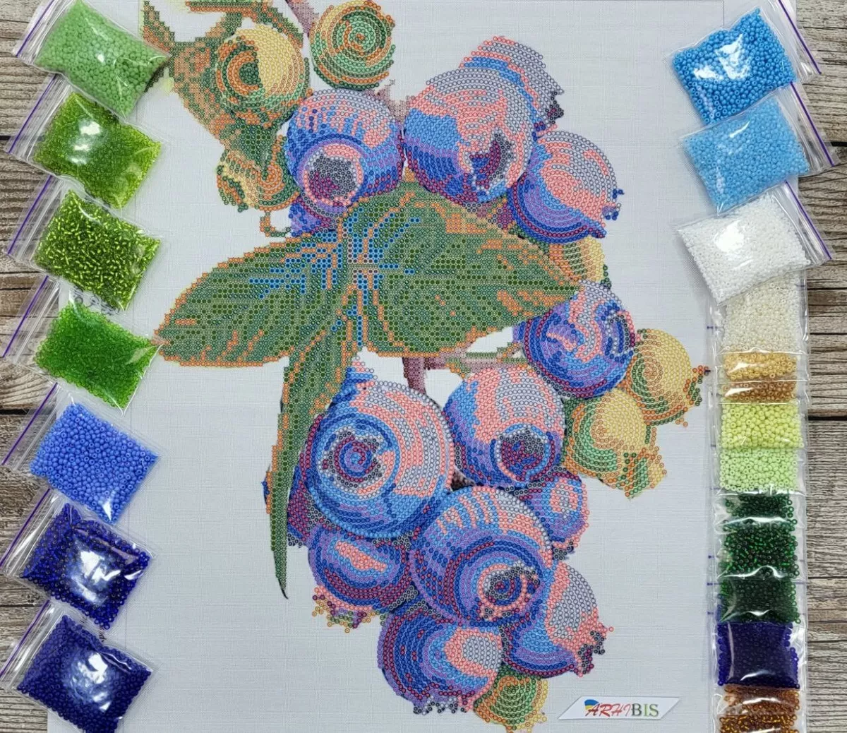 Bead Embroidery Kit DIY Craft Kit stamped Bead Needlepoint Blueberry ta 484