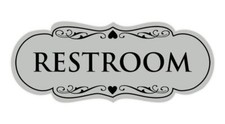 Designer Restroom Wall or Door Sign - Bathroom Signage  Durable Plastic and ...