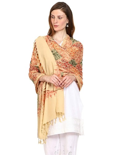 Womens Wool Blend Full Embroidery Matka Shawls Stoles Scarves Scarf Wraps