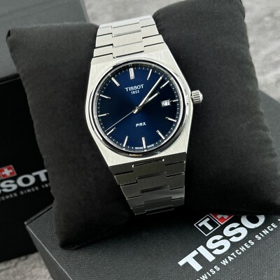 #ad TISSOT PRX T Classic STAINLESS STEEL Blue DIAL Men#x27;s WATCH T137.410.11.041 40MM $222.87