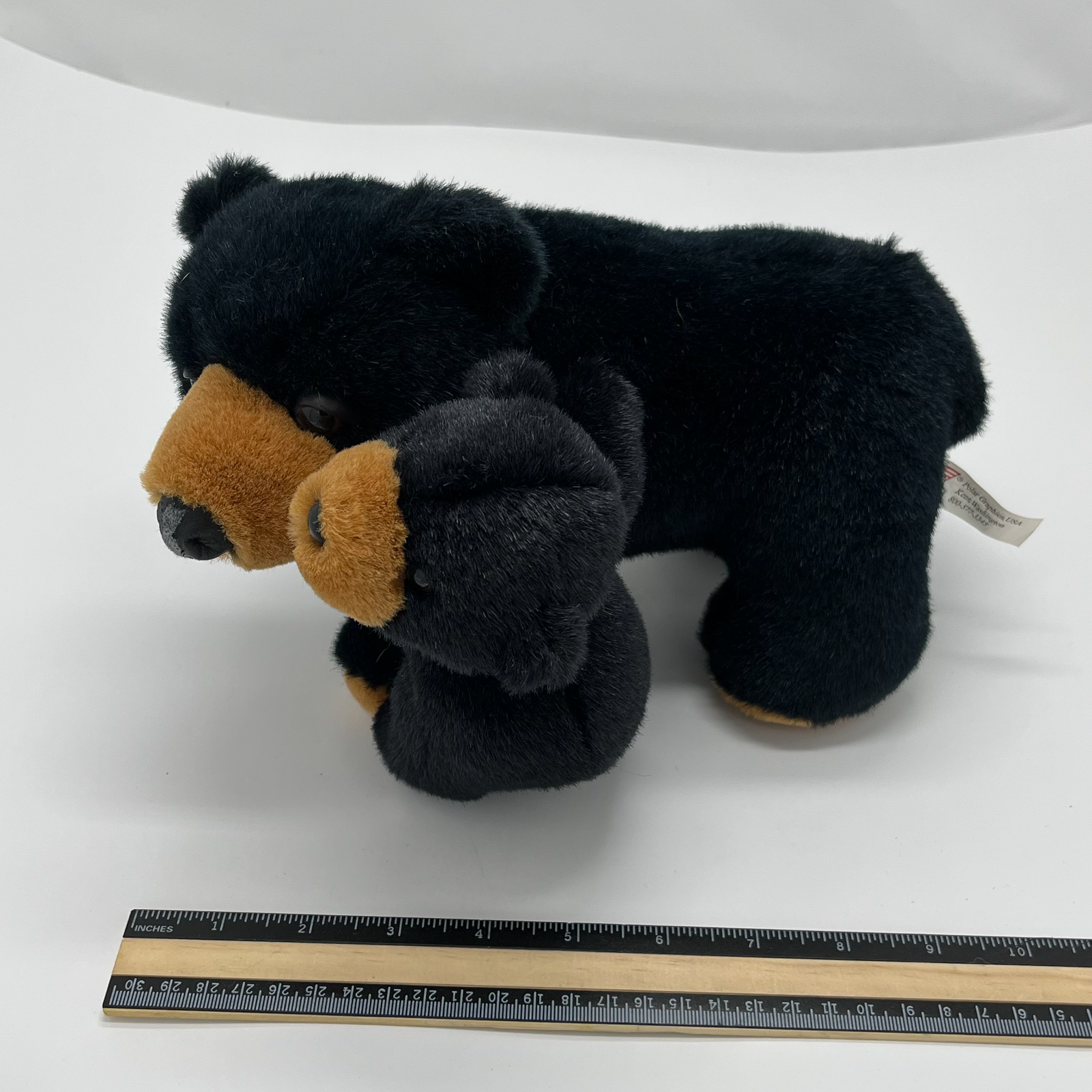 Black Teddy Bear Mama and Cub Plush Toy 10 Inch Polar Graphics Stuffed Animal