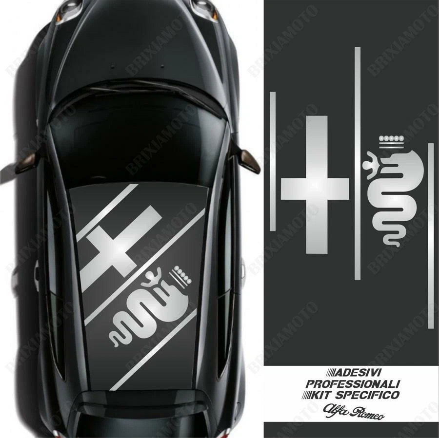 ADESIVO TETTO LOGO ALFA ROMEO RACING PER GIULIETTA 147 MITO ARGENTO