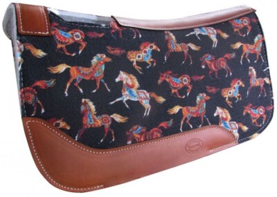 Showman 24'' x 24'' Tribal Horses Western Contoured Felt Saddle Pad PONY Sz 23095
