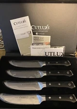 New Cutluxe Steak Knives Serrated Knife Set of 4 Forged High Carbon German steel