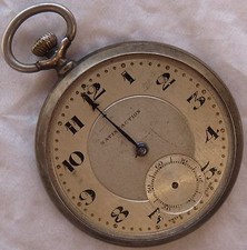 Satisfaction Pocket watch open face silver case 47 mm. in diameter