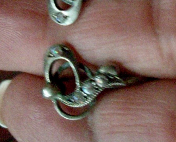 Ribbon CZ Swag Earrings Sterling Silver Snaping Lever Back - Image 4 of 4