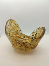 Rare Fire And Light Recycled Art Glass Amber multi colored Splash Bowl MCM vibe